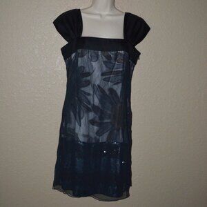 Sz 6 Thread Social Black Floral and Sequin Detail Sleeveless Dress